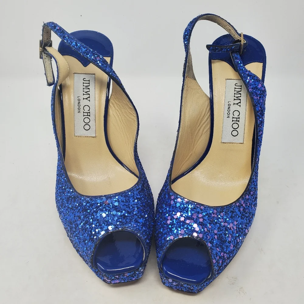 Jimmy Choo Blue Glitter Pumps